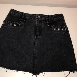 Black denim skirt